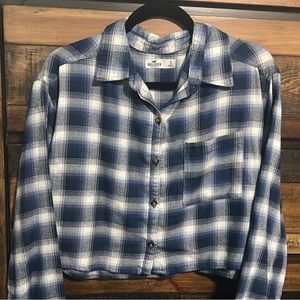 Hollister cropped flannel shirt